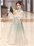 安妮优儿儿童春马面裙女童夏季套装新中式国风唐装女孩古风汉服 绿色 130 实拍图