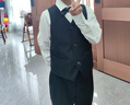 罗蒙儿童礼服花童钢琴表演出男孩主持人 黑色马甲套装长款 130 实拍图