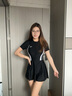 安踏小蛮腰泳衣女士连衣裙式保守修身显瘦遮肉弹力温泉泳衣黑色M 实拍图