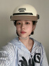 安迪亚电动摩托车头盔3C认证男女士夏季防晒轻便透气帽檐半盔复古安全帽 【米白】帽檐+内镜 实拍图