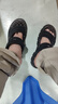 蜻蜓牌夏季真皮男士凉鞋真牛皮沙滩鞋皮凉鞋男软底防滑中年人爸爸鞋大码 黑色 41 实拍图