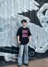 OEMG 韩系假两件V领条纹短袖衬衫男士夏季宽松百搭松弛感潮流上衣T恤 浅蓝色 【高品质】 L [建议100-110斤] 实拍图