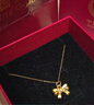 中国黄金（CHINA GOLD）蝴蝶结黄金吊坠在逃公主蝴蝶结吊坠项链女锁骨链生日送女朋友礼物 足金吊坠+K金链+玫瑰礼盒【约1.25g】 实拍图