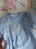 茵曼（INMAN）女童纯棉短袖t恤网纱蝴蝶结夏季儿童女宝泡泡袖上衣 浅蓝色 120 实拍图