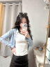 槿城冰丝针织防晒衣开衫女2025新款夏薄款披肩外搭罩衫短款空调衫外套 蓝色-GF1577 均码 【80-125斤】 实拍图