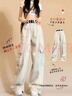 MELROSEMOOD美式复古工装牛仔裤女2025女装春季新款高腰宽松直筒阔腿牛仔裤子 杏色（长裤） M 实拍图