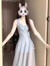 棉致法式蓝色吊带连衣裙女夏季2025新款收腰显瘦高级感海边度假长裙 蓝色【408高品质36.5】 L 100-115斤 实拍图
