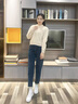 Jret蓝灰色哈伦牛仔裤女2025年秋冬新款高腰显瘦学生弹力九分老爹裤潮 520图片款 28 建议100-110斤 实拍图
