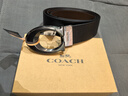 蔻驰（COACH）皮带男士经典款C纹双面款针扣腰带商务休闲可旋转扣头礼盒装 91305QBLVW 实拍图