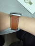 istrap苹果手表表带真皮爱马仕同款牛皮适用apple watch表带S10/9/8/7/6/5/SE男女士iWatch ultra2手表带 浅棕白线丨银色配件 44/45/46MM表盘【适用Wat 实拍图