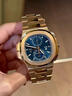 百达翡丽【二手95新】百达翡丽男表鹦鹉螺5990/1R-001 玫瑰金蓝面商务休闲男表日期显示计时双时区功能 单表 实拍图