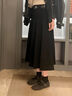 皓娥 黑色百褶西装半身裙女春秋高腰a字遮胯高级感显瘦中长灰色裙子 【黑色含腰带】 M 建议90-100斤 实拍图
