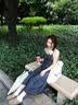 茯见冬季内搭法式碎花吊带连衣裙2025新款韩系初恋修身显瘦裙子女 碎花吊带裙【藏蓝色】 S 实拍图