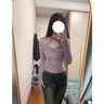 贞喜气纯欲一字肩挂脖针织打底衫女春夏甜辣妹蕾丝短款上衣紫色 淡紫色 M 实拍图