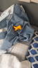 婴儿套装背带款哈衣萌娃宝宝外穿爬服新生幼儿衣服春秋装外出两件 天蓝色 双斗牛仔套装 90 （22-28斤) 实拍图