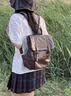 铂呐苓双肩包女日系JK制服学院风复古背包大学生上课书包通勤包电脑包 复古剑桥包【咖色】 实拍图