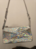 CHARLES&KEITH褶皱油蜡皮斜挎小方包手提包腋下包女士生日礼物CK2-80160183 Prism Silver银色(新色） S 实拍图