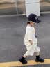 G.duck小黄鸭童装男童套装夏季2026儿童衣服宝宝潮酷太空人短袖两件套潮 太空人套装 米白色geioqgg 90 建议1~2岁【 80-90cm】 实拍图