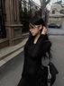 ICH MODE美式长袖T恤女2025新款防晒休闲上衣宽松设计感镂空罩衫男 黑色 L 晒单实拍图