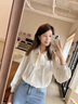 南木熊衬衫蝴蝶结灯笼袖春秋新款白色通勤衬衣女正装飘带设计感职业上衣 灯笼袖衬衣M【85-115斤】 实拍图