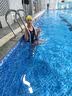 美津浓（MIZUNO）儿童游泳衣女专业竞速训练学生连体五分长裤速干泳装A1404蓝160 实拍图