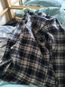 素织锦复古格子衬衫女士女装新款春夏通勤休闲长袖开衫宽松衬衣 慵懒风格子衬衫【藏青色】均码 实拍图