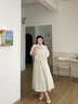 对白法式抽绳连衣裙套装女2025夏新款花苞袖衬衫背心裙气质两件套 浅米杏 S 实拍图