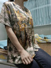 KLZMAIRAE妈妈装夏装真丝上衣T恤女短袖上衣女大码中老年香云纱洋气小衫 浅绿 4XL 【建议140-160斤穿】 实拍图