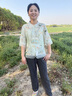 俞兆林妈妈夏装衬衫套装新中式中老年女装衬衣套装夏季国风气质春秋衣服 绿色上衣+米白裤子 3XL 建议120-130斤 实拍图