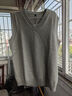 汉角 男士毛衣背心秋冬季加绒加厚保暖马甲无袖坎肩毛织纯棉V领内搭男 916浅灰色【不加绒】 3XL/185【150-165斤穿】 实拍图