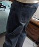 杰雷诺美式复古加绒牛仔裤男厚款2025新款宽松直筒裤子男春秋水洗休闲裤 蓝色 32 适合140-150斤 实拍图