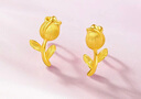 赛菲尔黄金耳钉女足金郁金香花朵立体金耳饰 一对 1.82克 实拍图