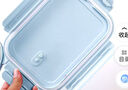 欣美雅 上班族玻璃饭盒微波炉泡面碗带盖便当盒汤碗学生餐盘带饭送餐盒 星海蓝长两隔640毫升 升级加厚款 实拍图