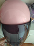 AD电动车头盔新国标认证男女士四季通用电瓶车安全帽女款冬季保暖围巾轻便半盔女款春秋款防护帽冬天 新国标【粉色】黑茶镜 实拍图