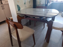 锦巢实木餐桌家用伸缩方圆两用大象腿岩板餐桌椅折叠饭桌CHT-6006HT 加厚岩板桌面-灵芝椅 1.35m  一桌六椅 实拍图