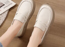 断码真皮单鞋女春秋新款厚底护士鞋女软底不累脚工作鞋 米白色 39 实拍图