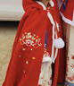 罗蒙女童保暖加厚斗篷长款披风超仙国风演出服 赤红色 M 实拍图
