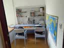 风叶青青北欧儿童双人实木书桌椅套装中小学生学习桌家用课桌写字台作业桌 实木单桌+16升降椅*2（蓝色） 180cm*60cm*190cm双抽屉 实拍图