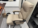 英斯迪尔（INSDEA）家用舒适久坐电脑椅子靠背可躺商务老板椅书房轻奢办公室沙发座椅 卡其+脚踏【A款-靠背二条线】 钢制脚 实拍图