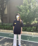 娇茹妮美式高街半袖纯棉宽松T恤女oversize夏季百搭显瘦短袖情侣装上衣 藏青色【260克100%纯棉重磅】 M 实拍图
