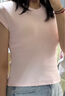 UR2025秋季新款女装时尚百搭纯色修身圆领短袖T恤UWB450008 裸粉 XL 实拍图