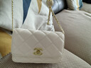真皮包包女包2025新款小金球菱格链条包镶钻单肩斜挎包女士腋下包 米白色 送女朋友情人老婆闺蜜女生日礼物 实拍图