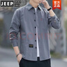 JEEP SPIRIT高档纯棉免烫夏季衬衫男士宽松版七分袖衬衣工装中袖外套 高质量纯棉料七分袖(深灰色) L 115斤-135斤 实拍图