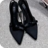 CHARLES&KEITH缎面蝴蝶结尖头高跟凉鞋女CK1-60361556 BLACK TEXTURED黑色纹理 34 实拍图