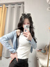 槿城冰丝针织防晒衣开衫女2025新款夏薄款披肩外搭罩衫短款空调衫外套 蓝色-GF1577 均码 【80-125斤】 实拍图