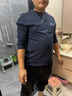 拓路者纯棉长袖t恤男士春秋打底衫休闲圆领上衣宽松男穿搭 墨蓝 3XL 实拍图