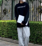 Foss Phil裤子男士春夏季薄款直筒裤垂感阔腿裤宽松运动休闲裤206灰色XL 实拍图
