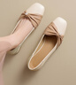ZHR单鞋女浅口温柔蝴蝶结粗跟皮鞋女舒适方头两穿女鞋 BL556 米杏 37 晒单实拍图