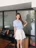 Teenie Weenie小熊女装衬衫夏季轻柔白色法式少女时尚衬衣 蓝色 S 实拍图