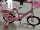 鑫旺彤自行车儿童3-6-10岁单车男女童轻便脚踏车辅助轮5岁女孩车公主车 粉色【闪光轮+护栏靠背】 14寸 适合身高95-115cm 实拍图